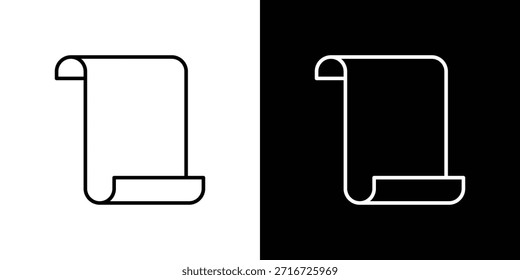 Papel Ícones de rolagem vetor preto e branco, conjunto de ícones de linha.