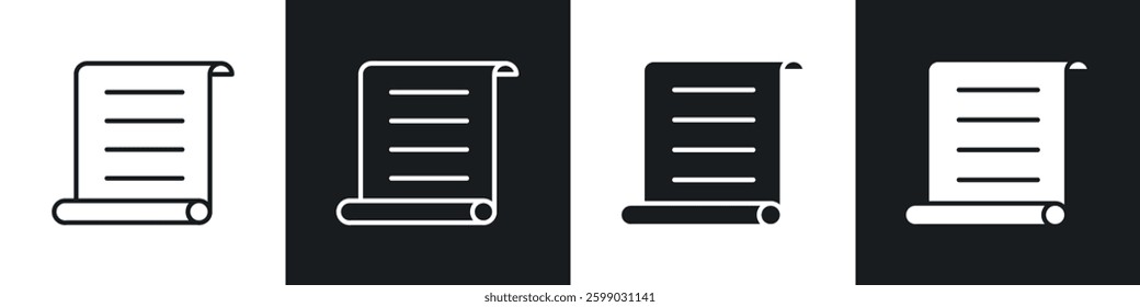 Paper Scroll icons in flat and linear vector illustration on white background.