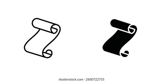 Paper Scroll icons set for apps and web ui designs. simple isolated graphics.