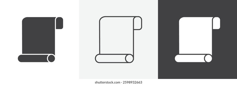 Paper Scroll icons in Thin line black color. flat simple vector symbols illustration.