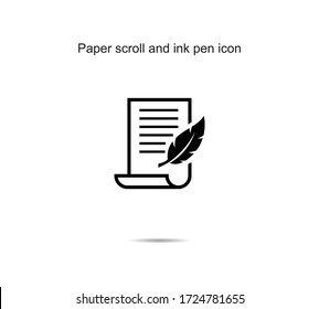 Icono de desplazamiento de papel y lápiz de tinta ideas diseño ilustración vectorial gráfico en segundo plano