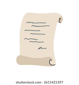 Paper scroll isolated on a white background. Vector hand-drawn illustration in flat style. Perfect for decorations, logo, various designs.