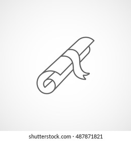 Paper Scroll Line Icon On White Background