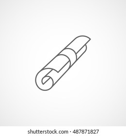 Paper Scroll Line Icon On White Background