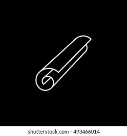 Paper Scroll Line Icon On Black Background
