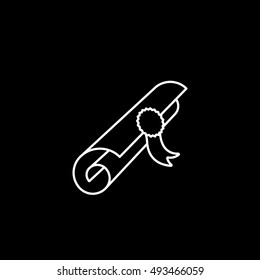 Paper Scroll Line Icon On Black Background