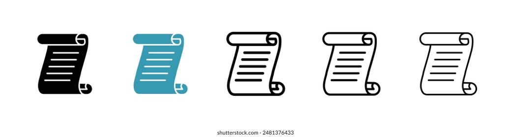 Paper Scroll line icon vector set.