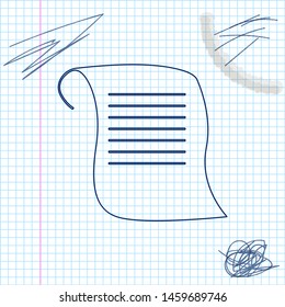 Paper scroll line sketch icon isolated on white background. Canvas scroll sign. Vector Illustration