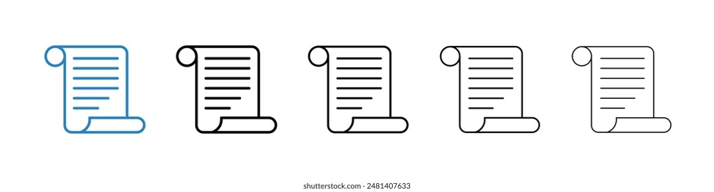 Paper Scroll liner icon vector set.