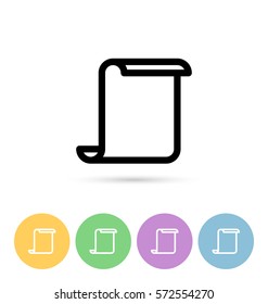 Paper scroll list icon. Flat style. Vector illustration. Letter sign set circle in different colors isolated on white background