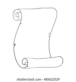 Paper scroll. Old parchment icon. Hand drawn sketch. Vector illustration isolated on white background