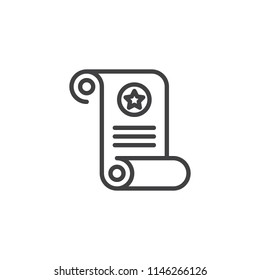 Paper scroll outline icon. linear style sign for mobile concept and web design. Magic paper simple line vector icon. Symbol, logo illustration. Pixel perfect vector graphics