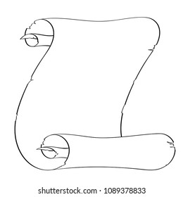 Paper scroll. Outline image. Vector illustration isolated on white background