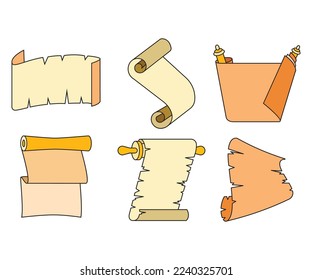 paper scroll and parchment icons illustration