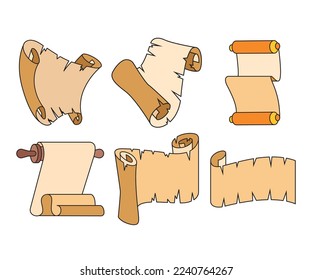 paper scroll and parchment icons illustration