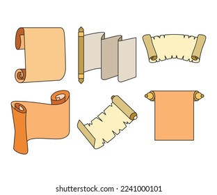 paper scroll and parchment icons illustration