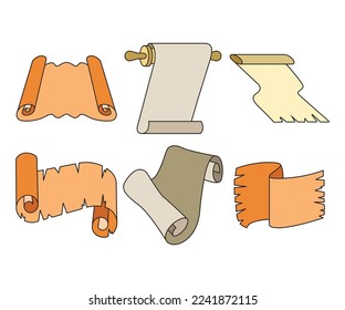 paper scroll and parchment icons illustration