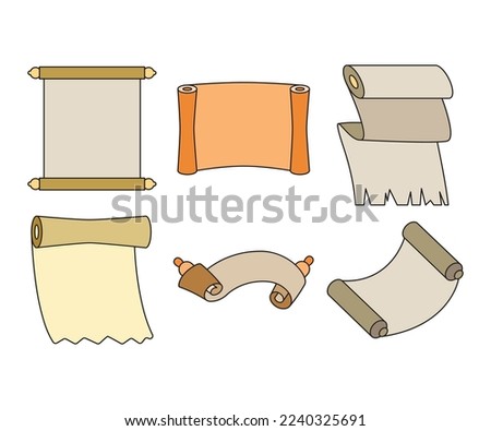 paper scroll and parchment icons illustration