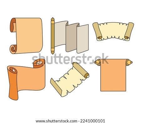 paper scroll and parchment icons illustration