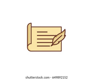 Paper Scroll With Quill Icon Logo Design Element