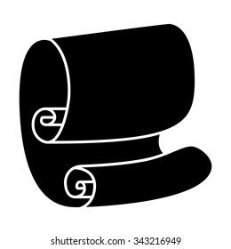 Paper scroll silhouette vector isolated on white background. Empty, blank parchment rolled up scroll, old paper sheet texture illustration.