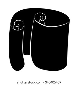 Paper scroll silhouette vector isolated on white background. Empty, blank parchment rolled up scroll, old paper sheet texture illustration.