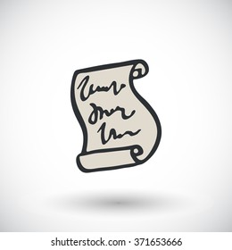 Paper scroll sketch.  Hand-drawn cartoon icon. Doodle drawing. Vector illustration. 
