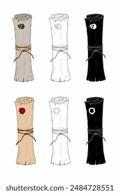Paper scroll tied with a rope, Vector illustration
