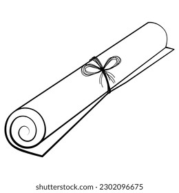 A paper scroll tied with a string. Black outline on a white background.