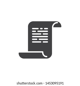 Paper scroll vector icon. Graduate certificate filled flat sign for mobile concept and web design. Diploma glyph icon. Education symbol, logo illustration. Vector graphics