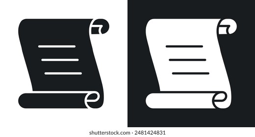Paper Scroll vector icon set in black color.
