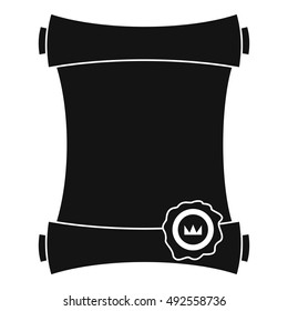 Paper scroll with wax seal icon in simple style on a white background vector illustration