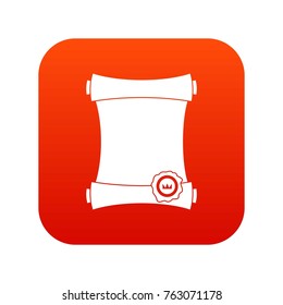 Paper scroll with wax seal icon digital red for any design isolated on white vector illustration