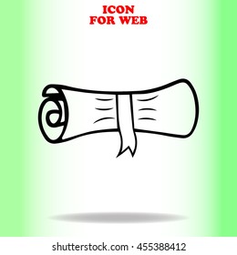 Paper scroll web icon. Black illustration on white background