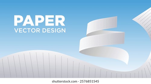 paper scroll winding on blue background