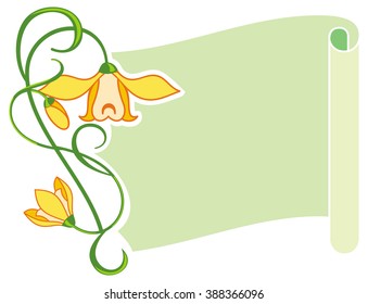 Paper scroll with yellow flowers