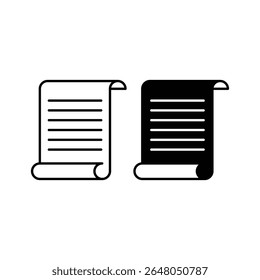 ícone de rolo de papel com o conceito de design de vetor de texto silhueta e estilo de contorno