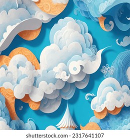 Paper Sculpture 3D Quilled Paper Vector Illustration