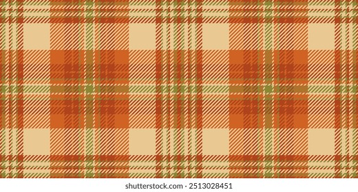 Tartan de verificação sem costura de papel, padrão têxtil de textura de continuidade. Vetor de tecido forrado plano de fundo em cor laranja e âmbar paleta.