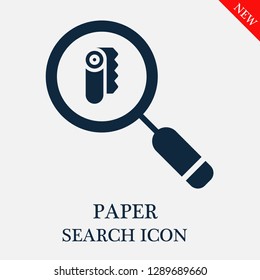 Paper search icon. Editable Paper search icon for web or mobile.