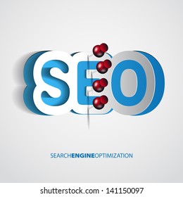 Paper Search optimization concept sign with drawing pin - vector theme