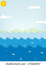 paper seascape with fish