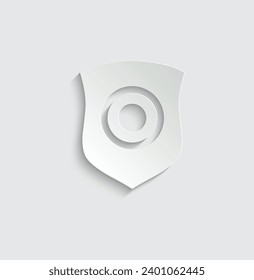 paper security icon vector shield with eye protect icon sign 