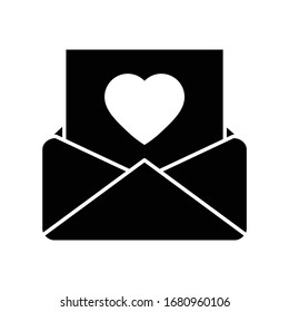 paper sent letter mail icon.  envelope with a heart icon. Love message sign. 