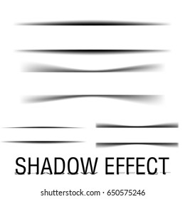 Paper Set sheet shadow effect. Vector transparent realistic shadows.