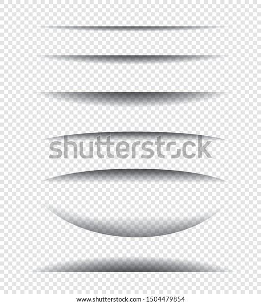 Paper shadow effect. Set of\
realistic transparent shadow effects isolated on transparent\
background.