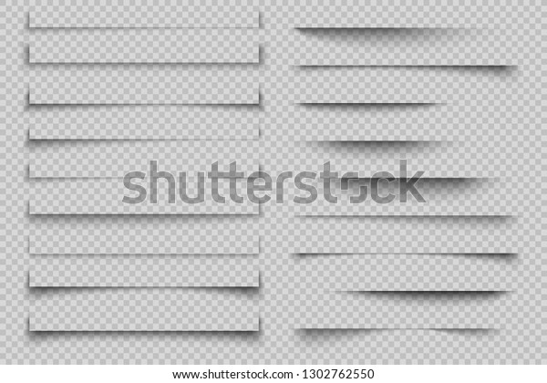 Paper shadow effect. Transparent realistic page\
shadows with corners, banner poster flyer shadows with corners.\
Vector design template