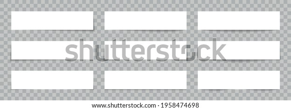 Paper with shadow effect. White realistic banner.\
Box with frame for web label. set of rectangle template on\
transparent background. Page with divider for text and headline.\
Sheet with corners.\
Vector