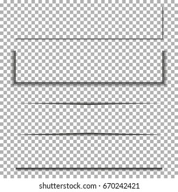 Paper shadow set isolated on checkered background. Transparent template for banner, vector frame. Ads element effect illustration.