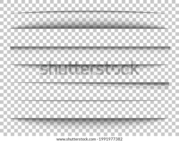 Paper\
shadows set. Divider effect on transparent background. Frame page.\
Website edge. Border blank. Box shadow. Label shape. Shade tape.\
Realistic light effect. Vector\
illustration.